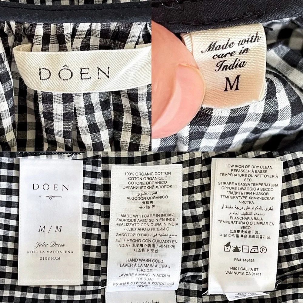 Doen Julia Dress Mini Black White La Maddalena Gingham Medium EUC - Picture 6 of 13